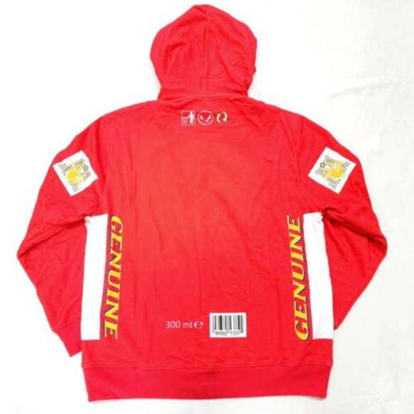 Moschino Budweiser Print Cotton Hooded Sweatshirt | Red | NEW US 2 - Picture 3 of 6